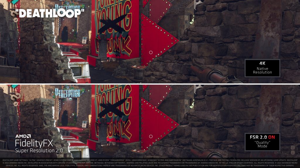 مقایسه خروجی فناوری FSR2.0 با تصویر 4K طبیعی در بازی Deathloop